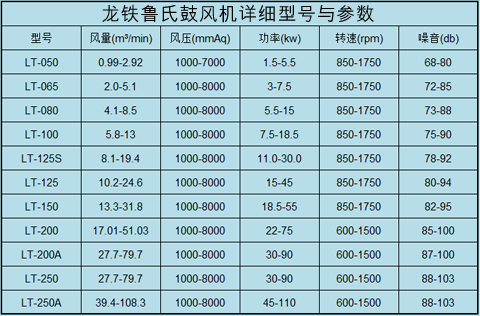 魯氏鼓風(fēng)機(jī)型號參數(shù)